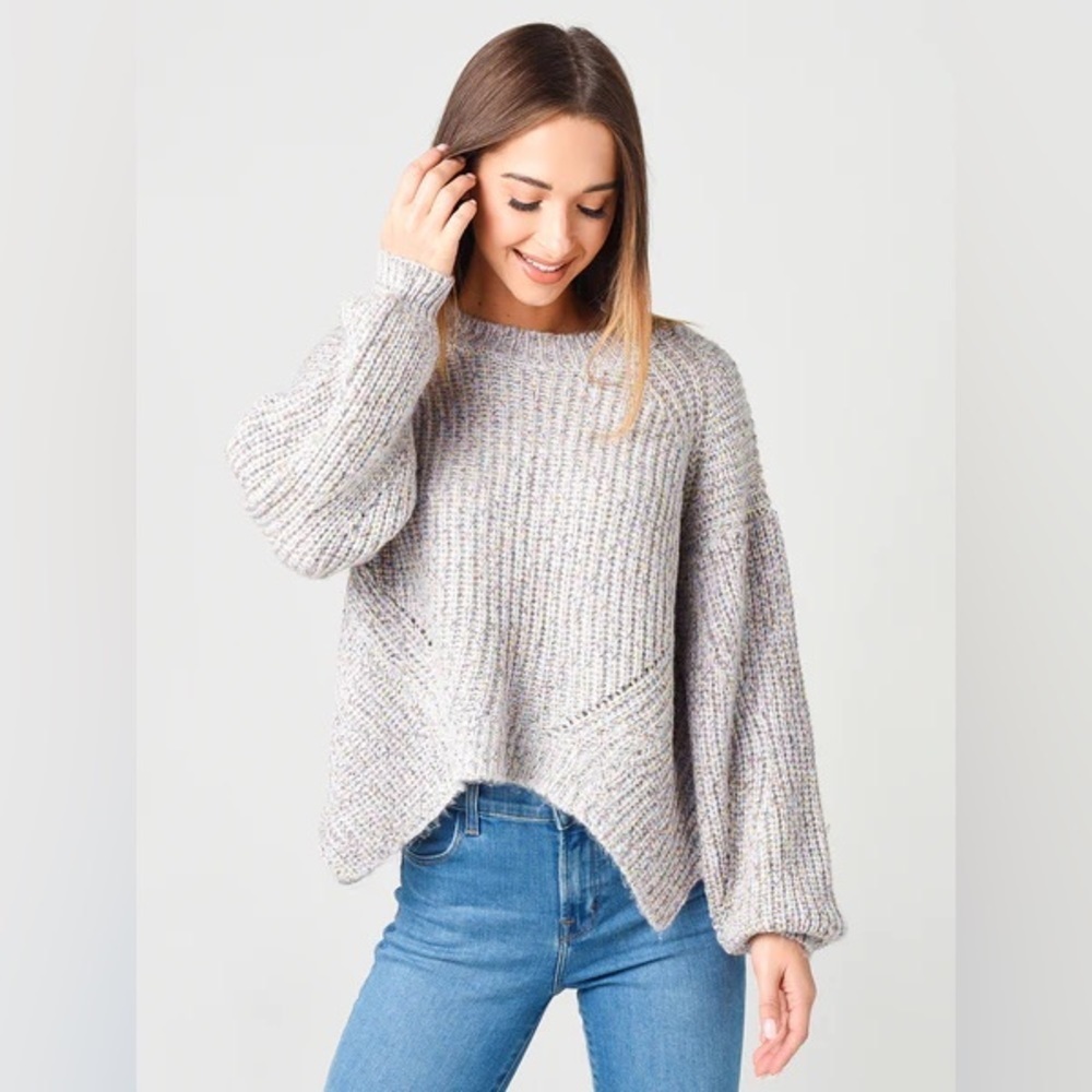 525 Bubble Sleeve Oversized Asymmetrical Pullover Sweater Women's Size Small